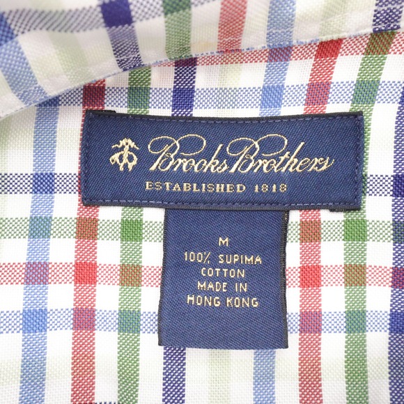 Brooks Brothers Tattersall Check Button Down Shirt Multicolor Mens Medium Flaw - Picture 6 of 9
